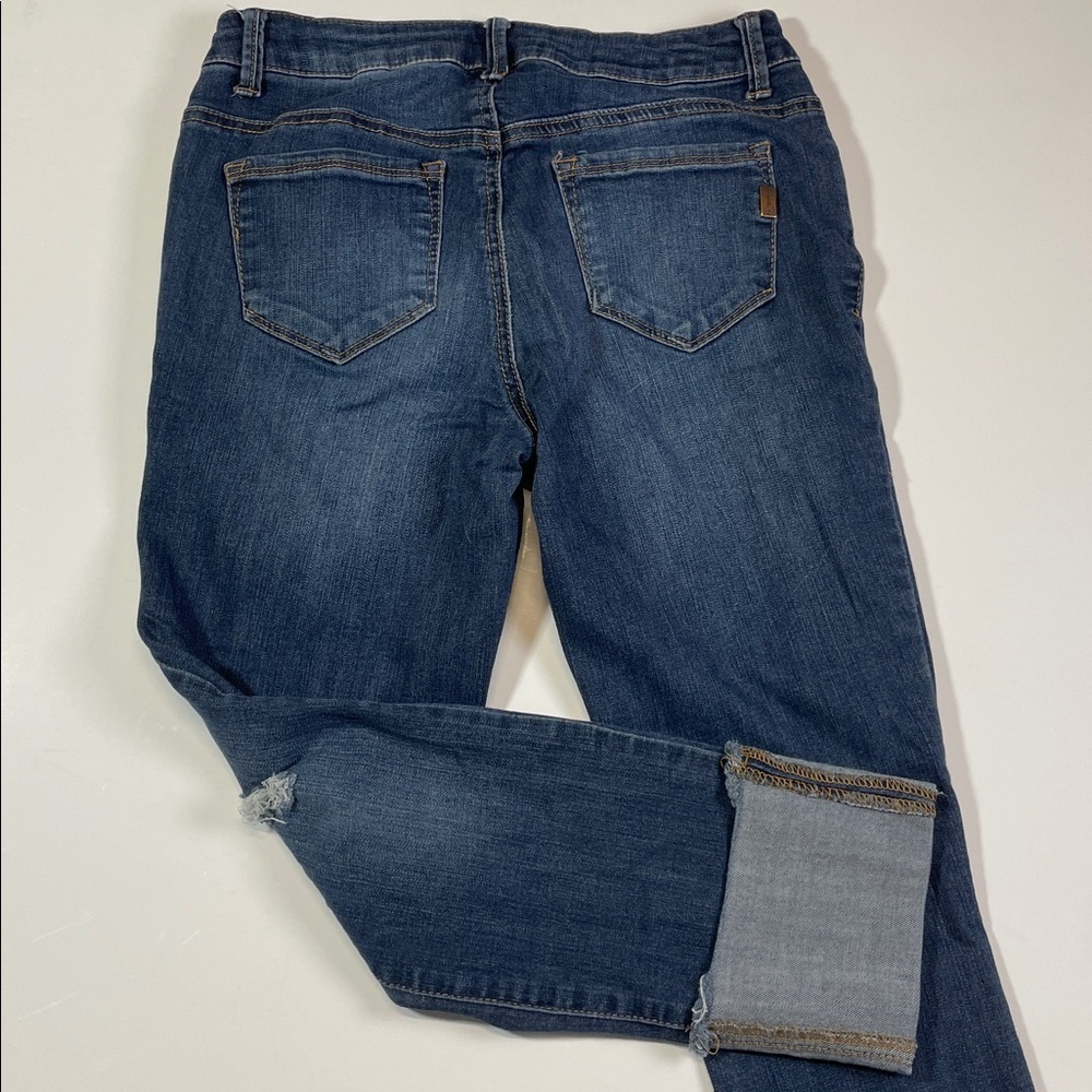 1822 Denim Taylor Jeans Women’s Distressed Cuffed Ankle Dark Wash Size 4 - Picture 3 of 8